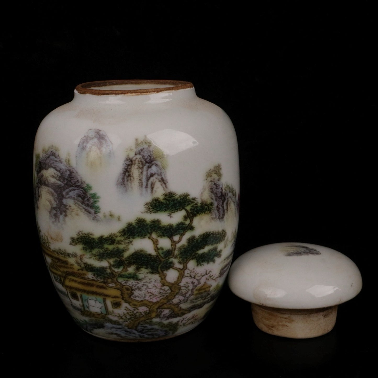 Pink serene and far-reaching patterned small tea jar