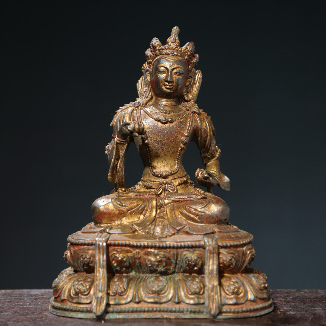 Bronze mud gold Buddha statue of Sutra Vajra