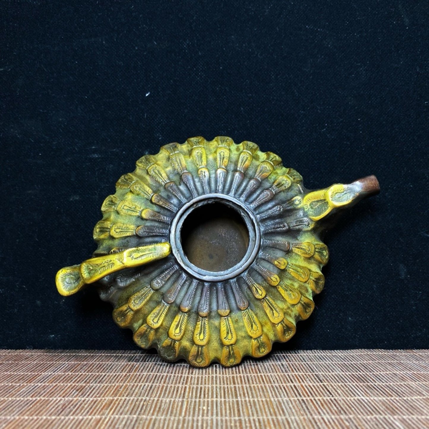 Pure copper gilded peacock open screen teapot