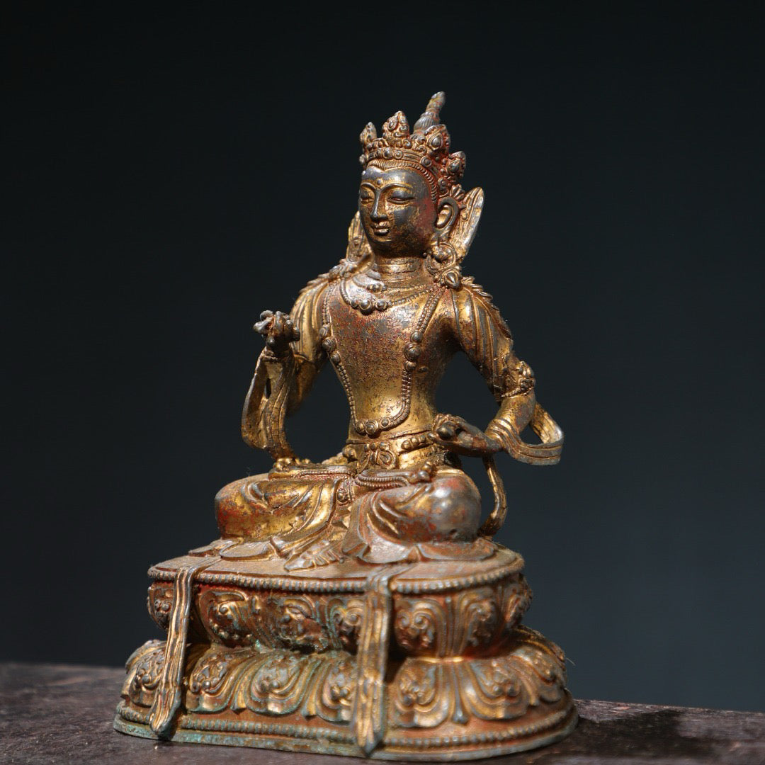 Bronze mud gold Buddha statue of Sutra Vajra