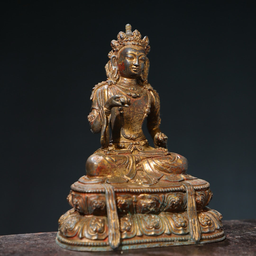 Bronze mud gold Buddha statue of Sutra Vajra