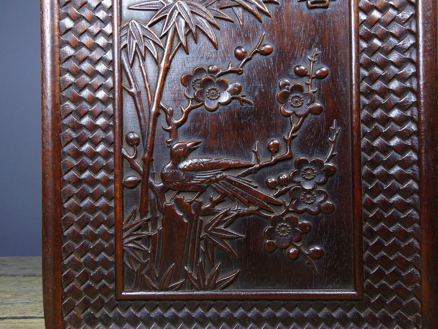 Chinese antique rosewood carved tea plates