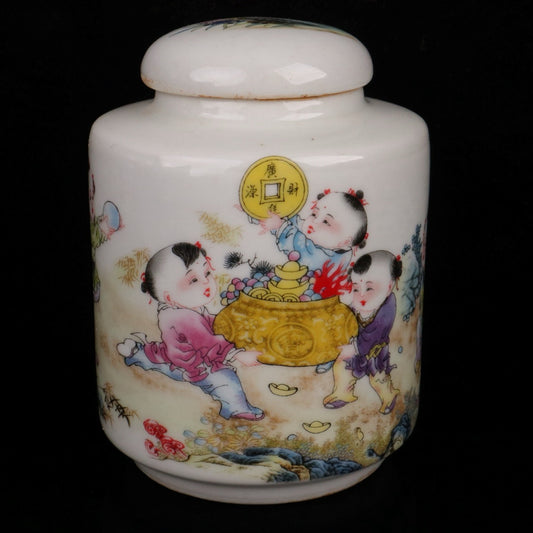 Pink color recruitment treasure patterned tea jar