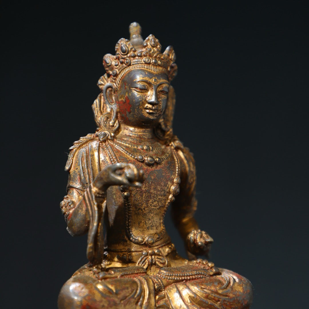 Bronze mud gold Buddha statue of Sutra Vajra