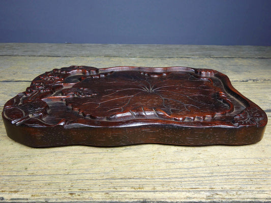 Chinese antique rosewood carved tea plate