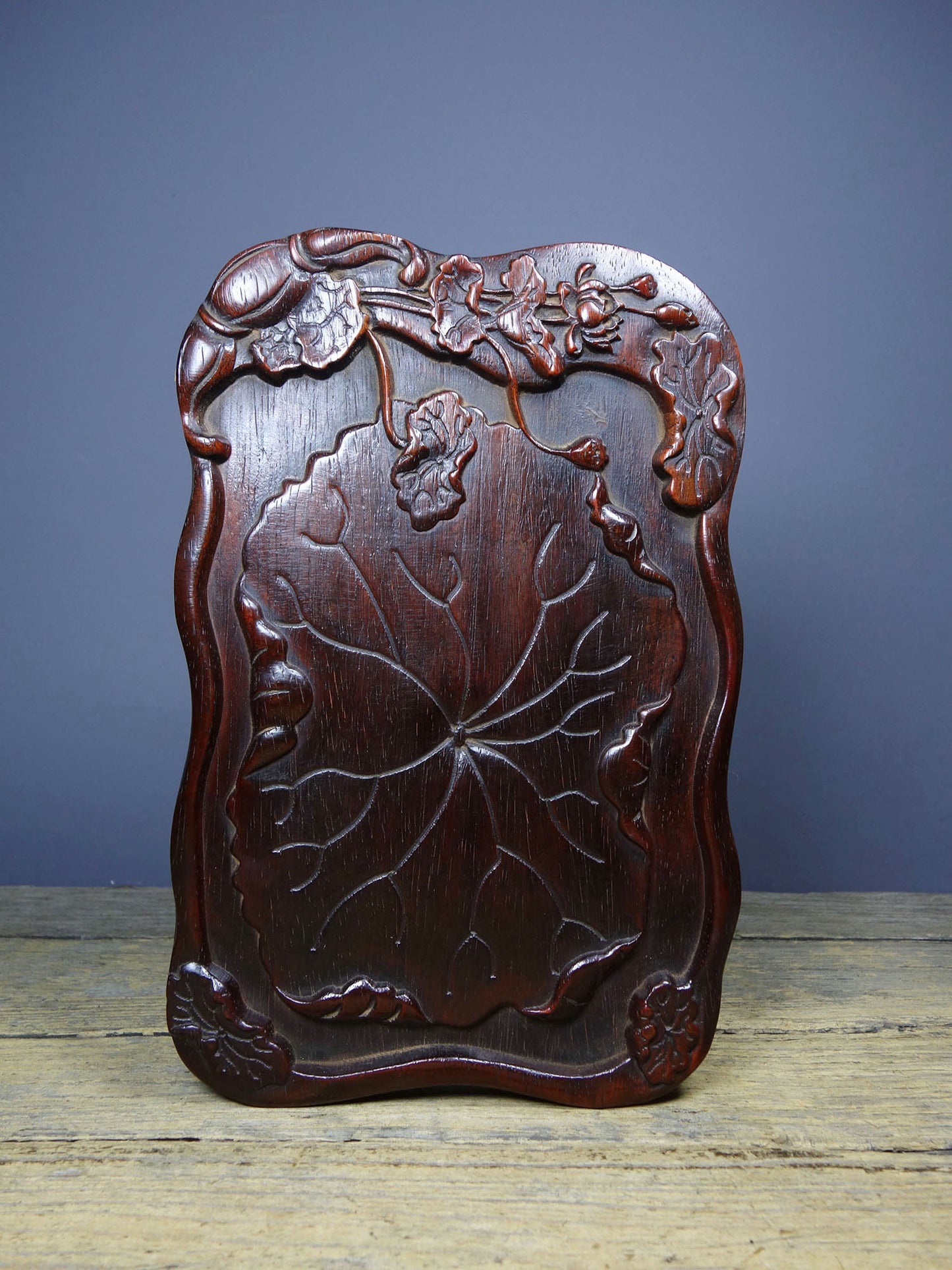 Chinese antique rosewood carved tea plate