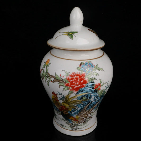 Blue and white fortune and good fortune patterned general jar