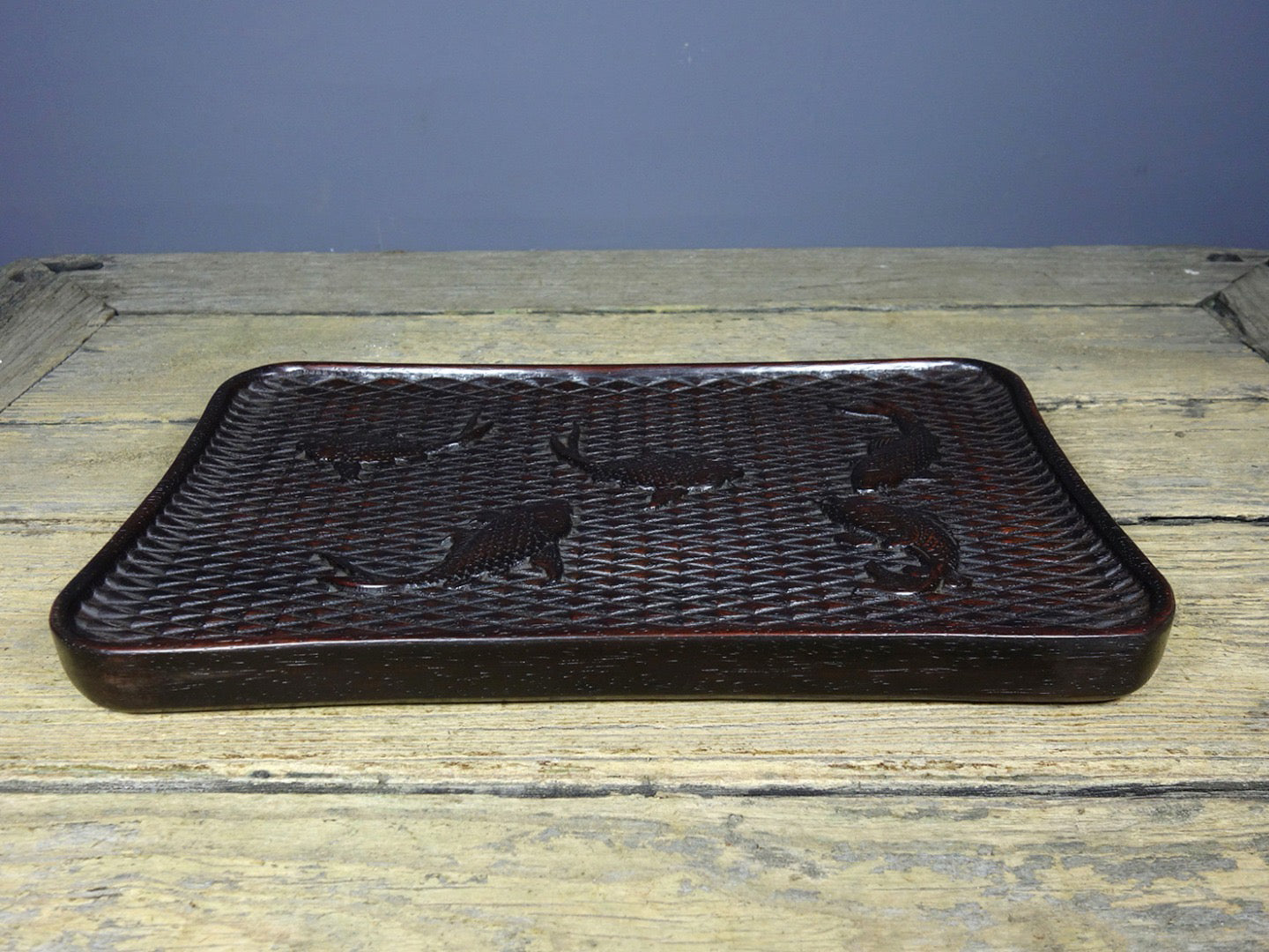 Chinese antique rosewood carved tea plate