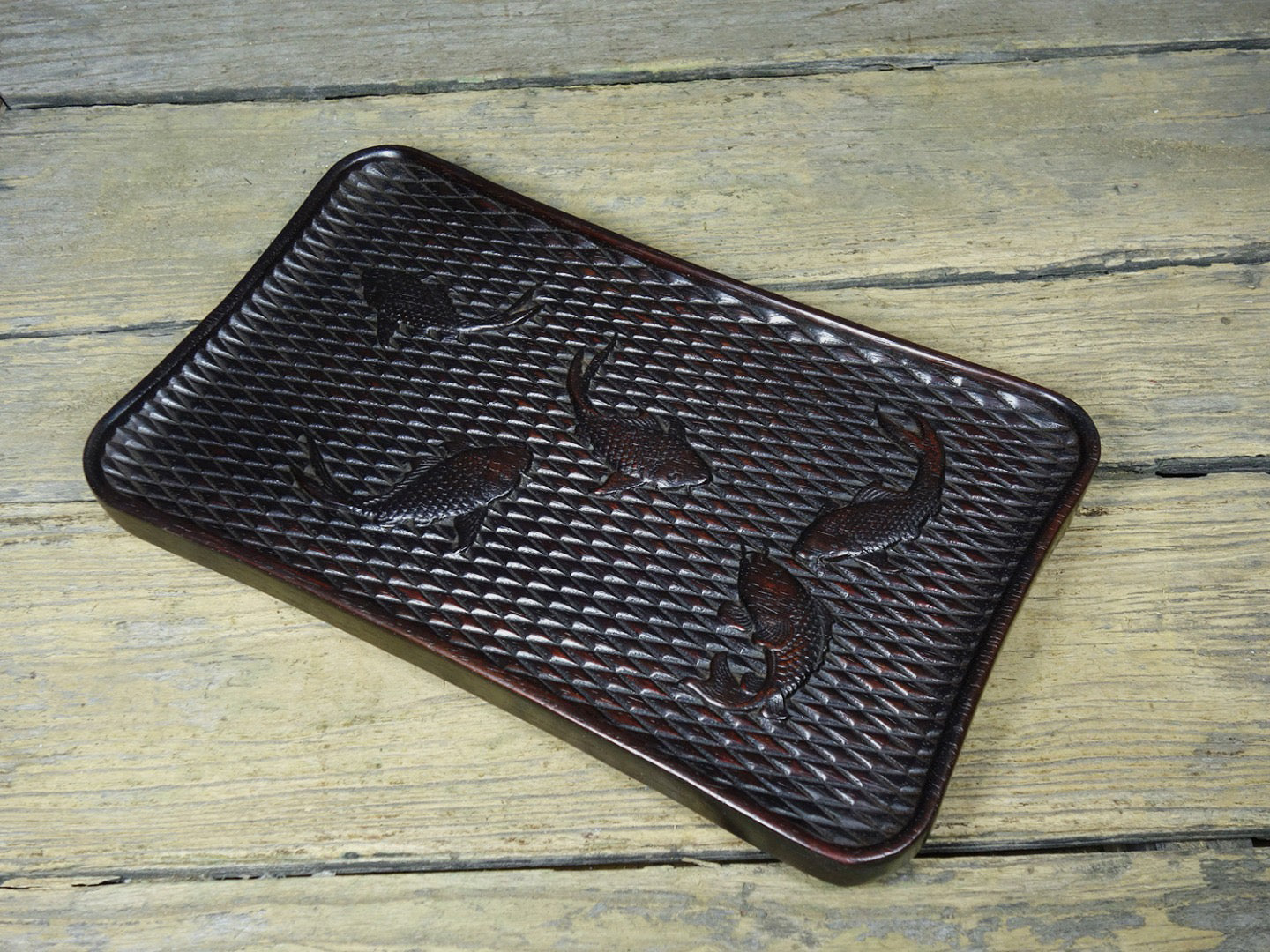 Chinese antique rosewood carved tea plate