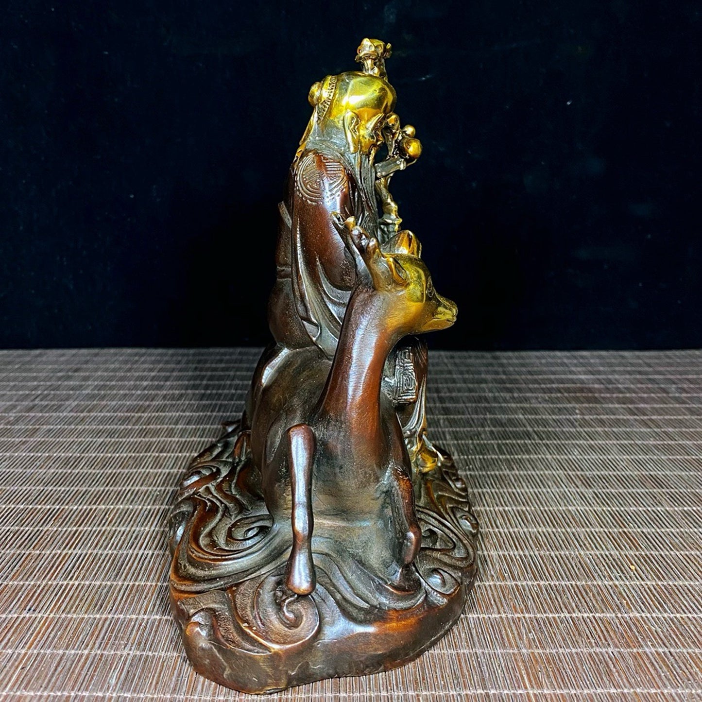 Pure copper gilded deer and crane with spring longevity star