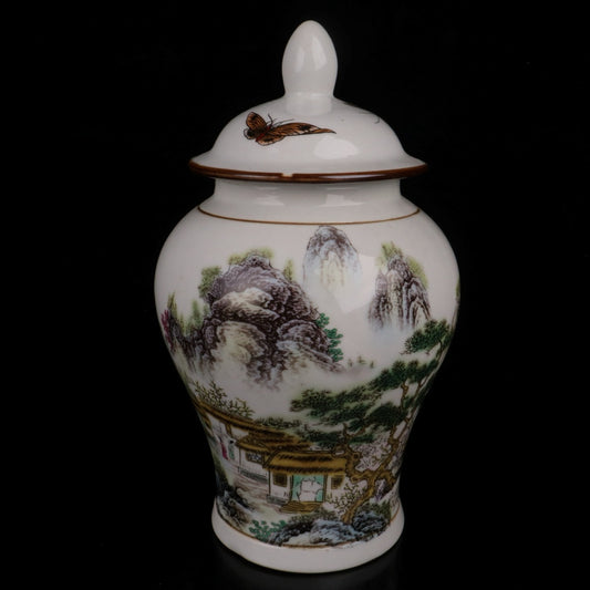 Blue and white tranquil and far-reaching patterned general jar