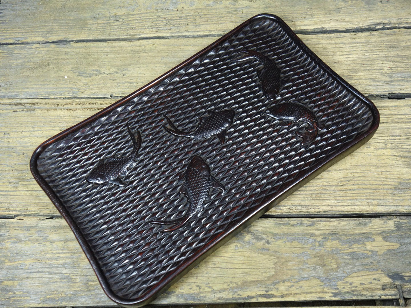 Chinese antique rosewood carved tea plate