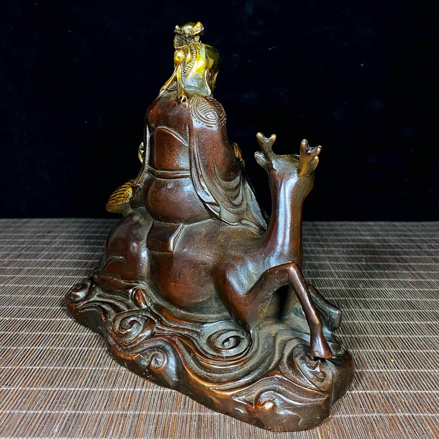 Pure copper gilded deer and crane with spring longevity star