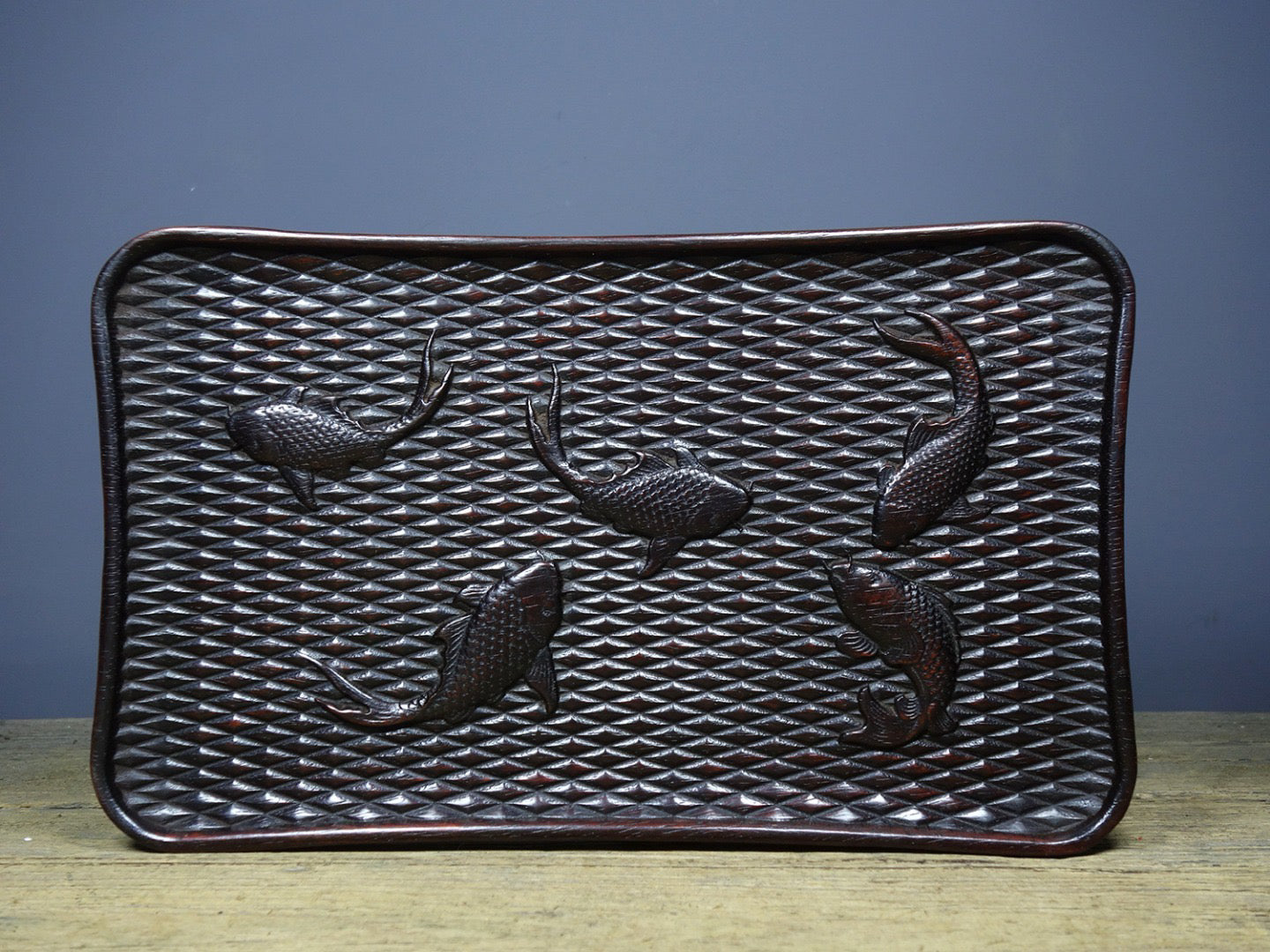 Chinese antique rosewood carved tea plate