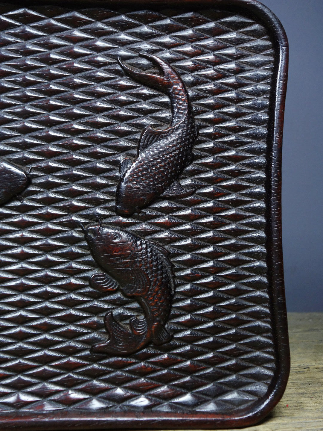 Chinese antique rosewood carved tea plate