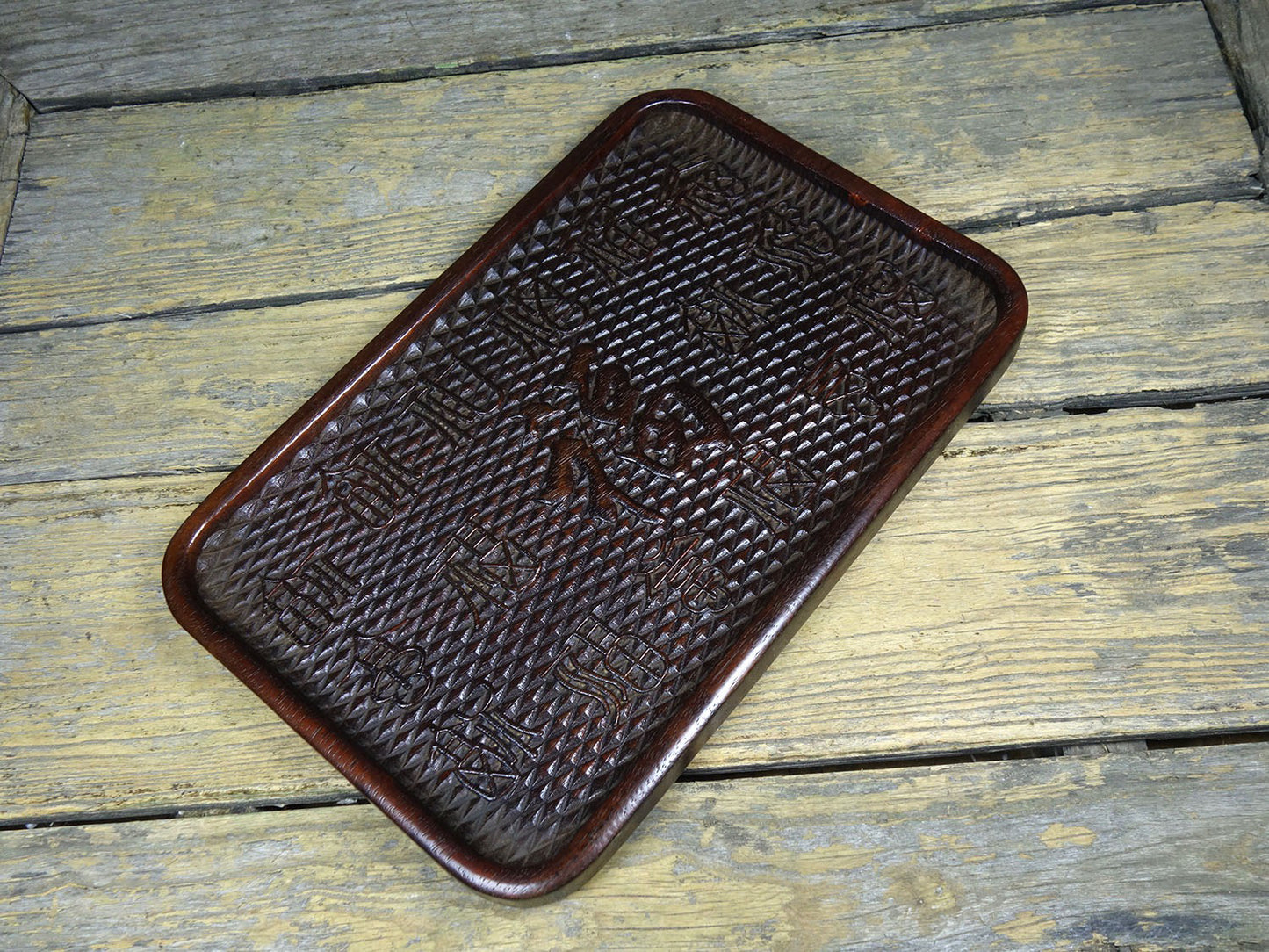 Chinese antique rosewood carved tea plate