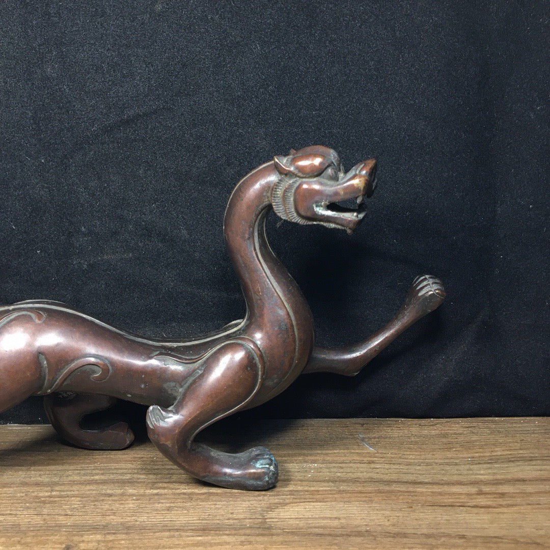 Chinese antique pure copper white tiger