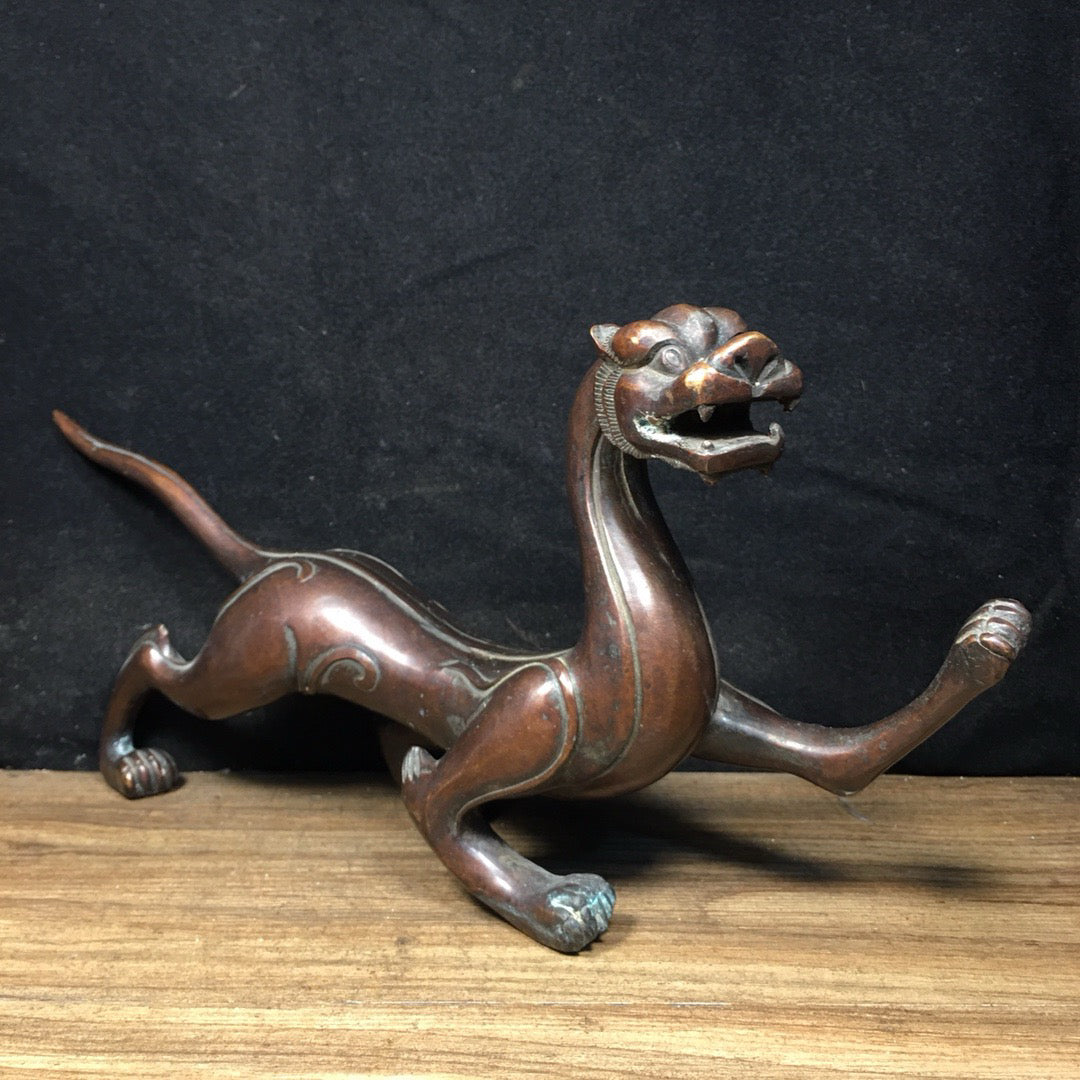 Chinese antique pure copper white tiger
