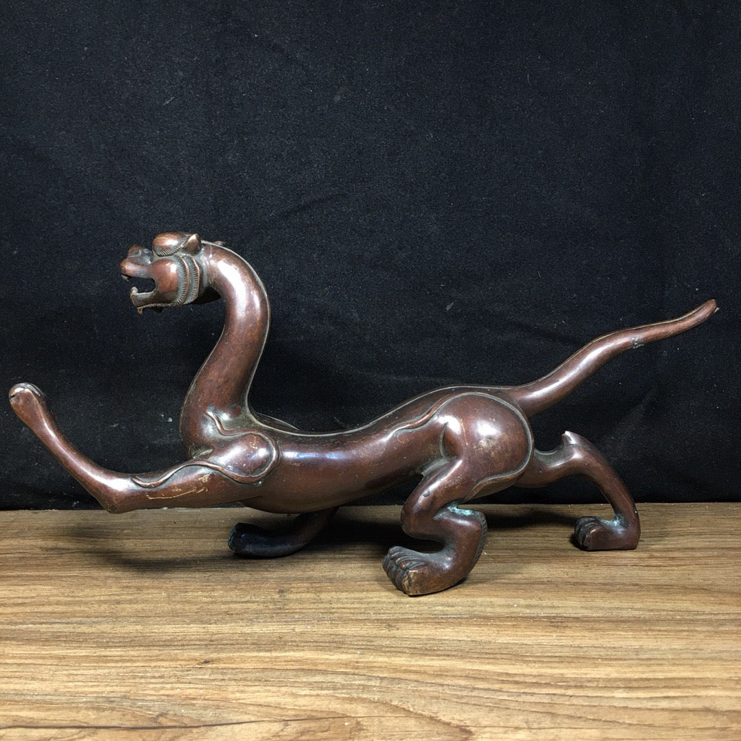 Chinese antique pure copper white tiger