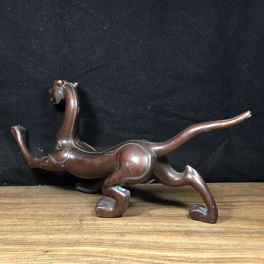 Chinese antique pure copper white tiger