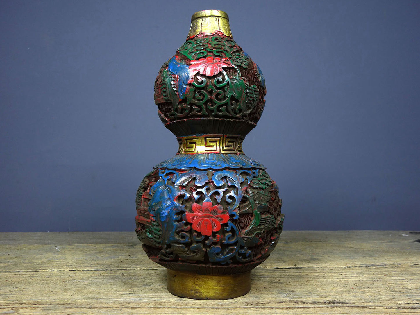 Chinese antique lacquerware with hand-painted Fulu paired bottles