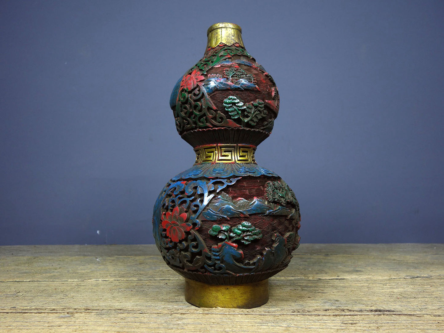 Chinese antique lacquerware with hand-painted Fulu paired bottles