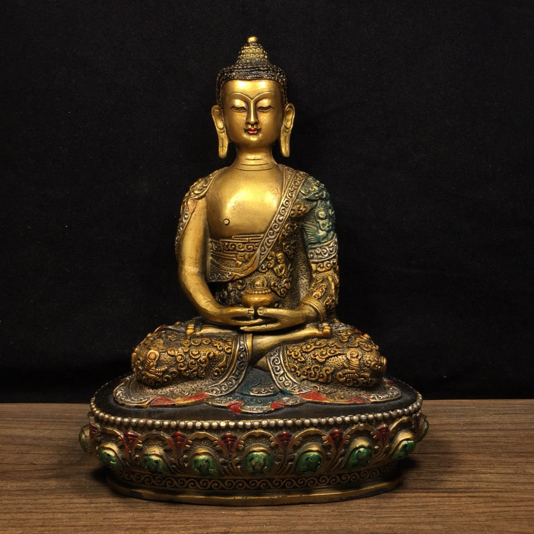 Chinese antique pure copper statue of Shakyamuni Buddha