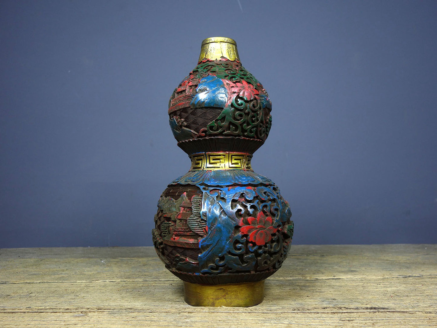 Chinese antique lacquerware with hand-painted Fulu paired bottles