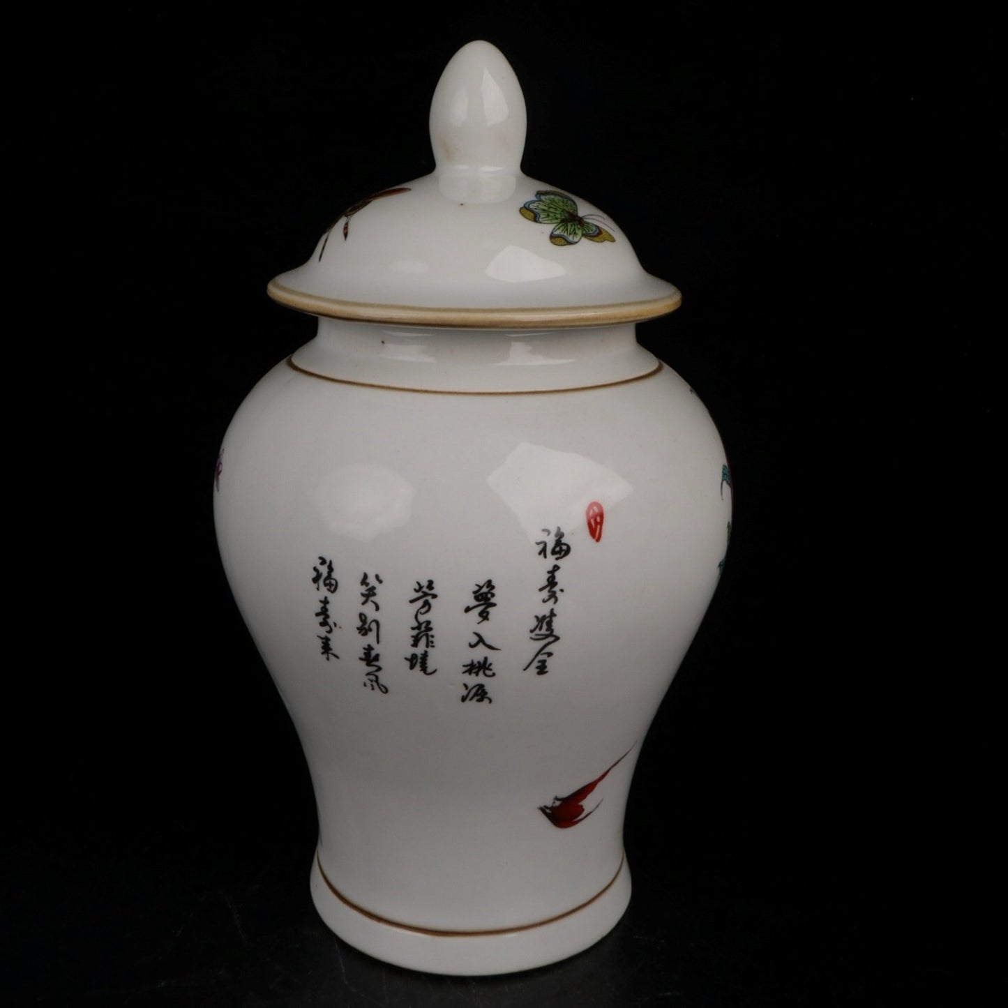 Blue and white longevity double full pattern general jar