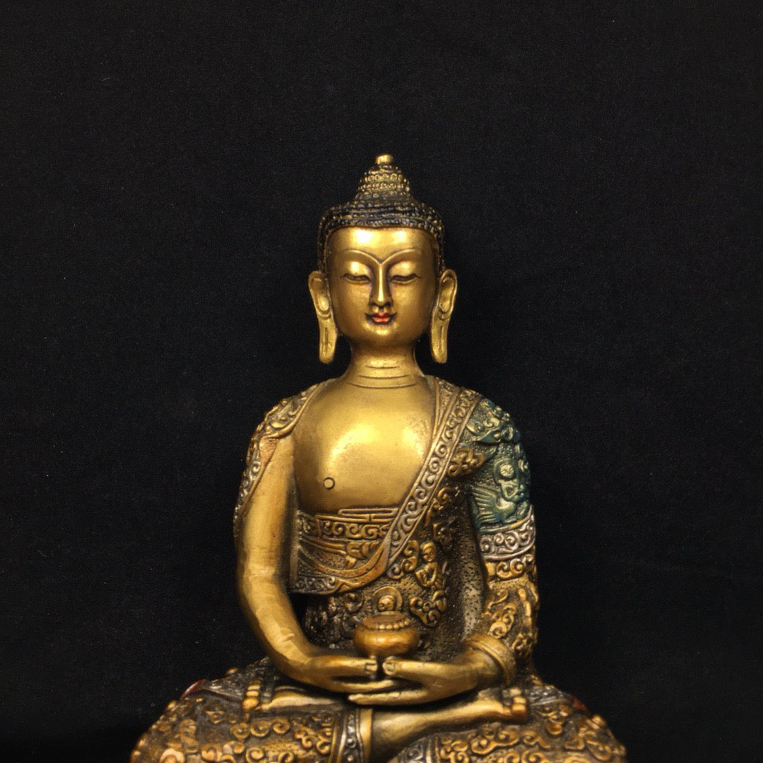 Chinese antique pure copper statue of Shakyamuni Buddha