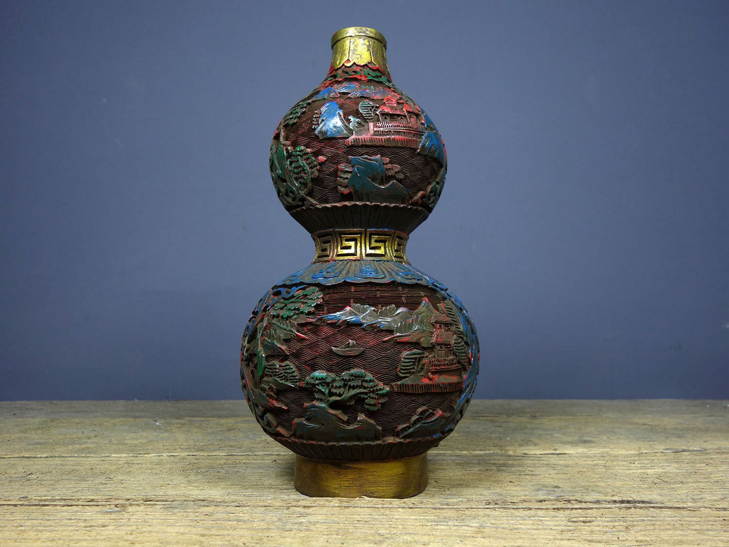 Chinese antique lacquerware with hand-painted Fulu paired bottles