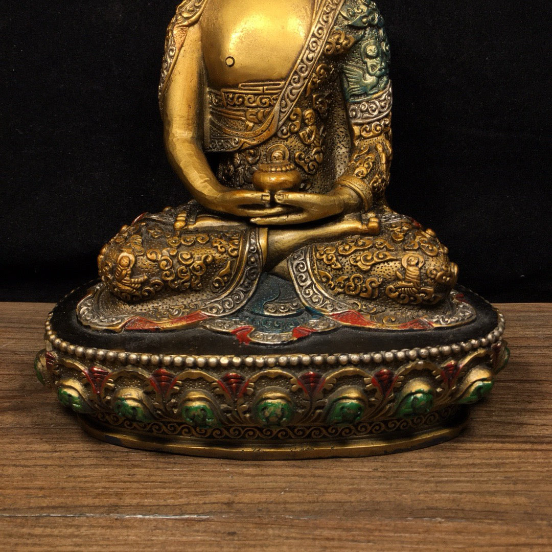 Chinese antique pure copper statue of Shakyamuni Buddha