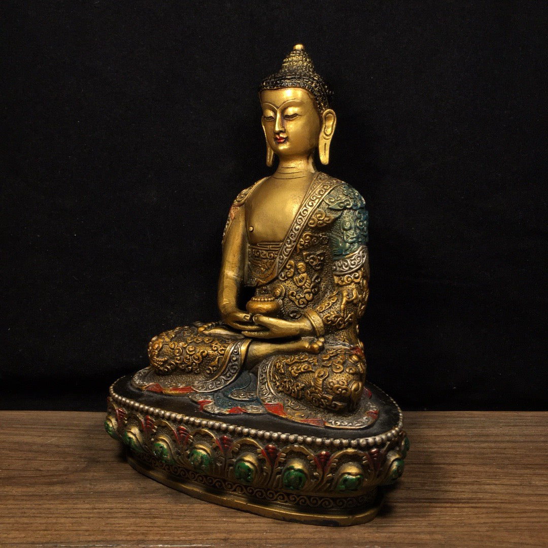 Chinese antique pure copper statue of Shakyamuni Buddha