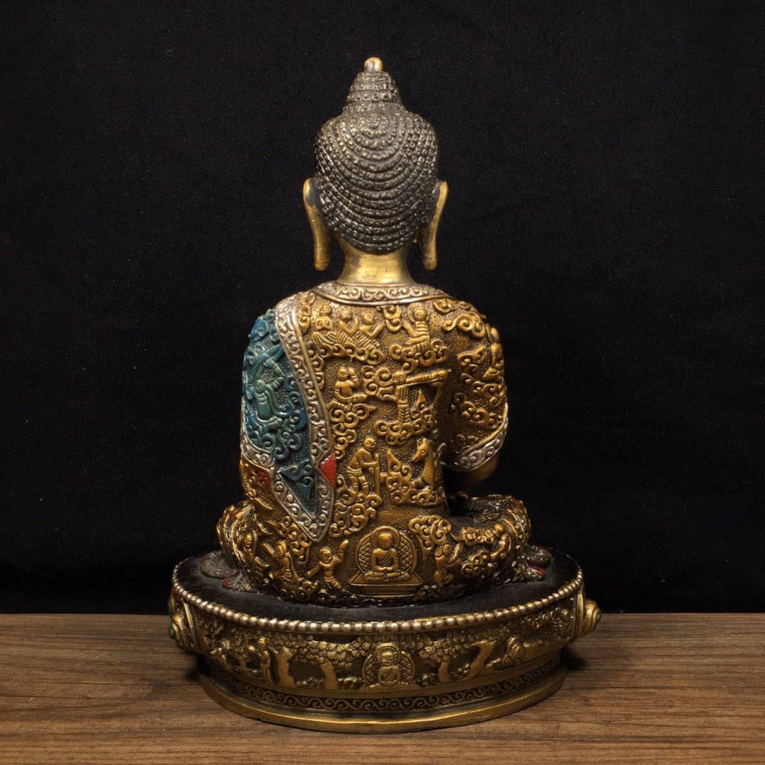 Chinese antique pure copper statue of Shakyamuni Buddha