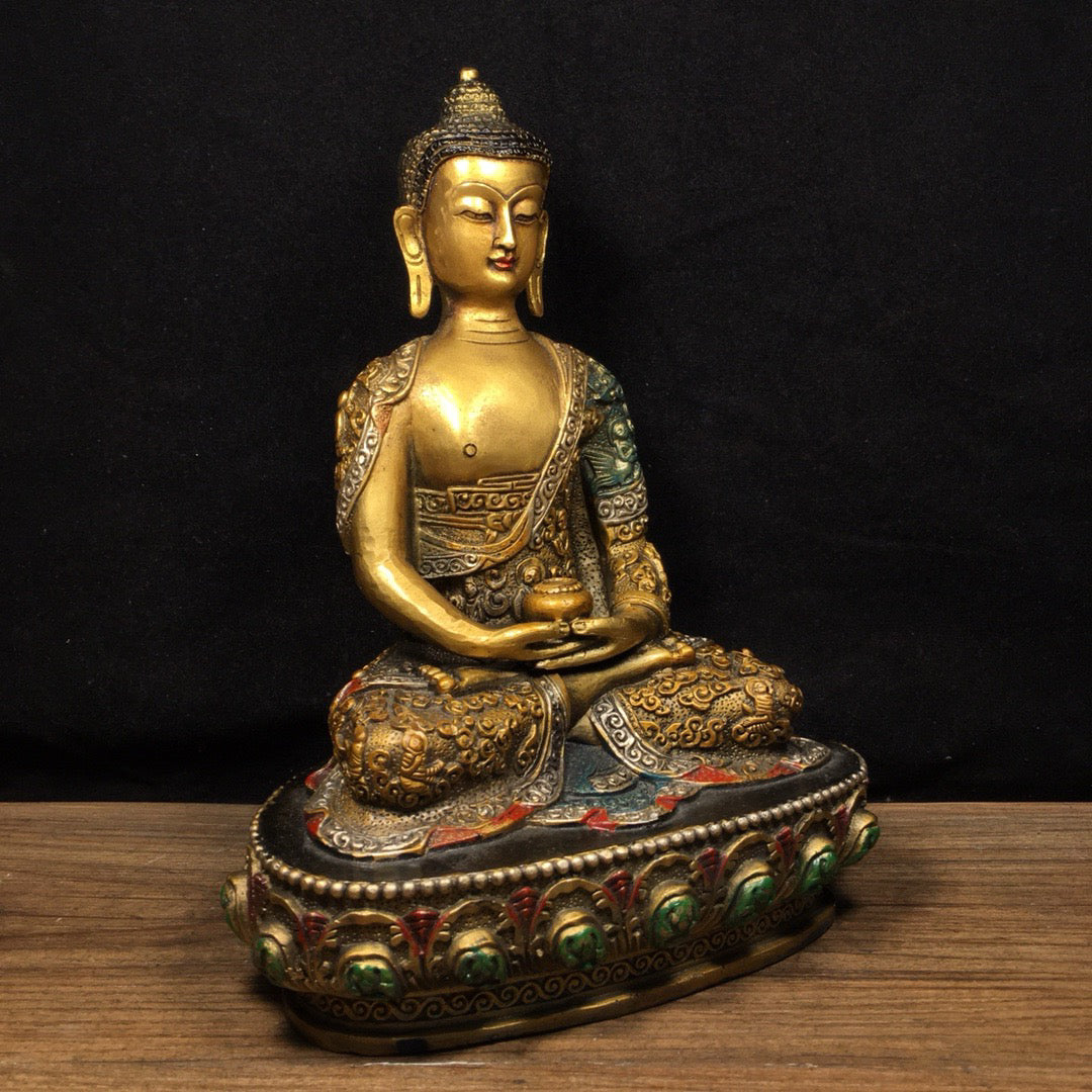 Chinese antique pure copper statue of Shakyamuni Buddha