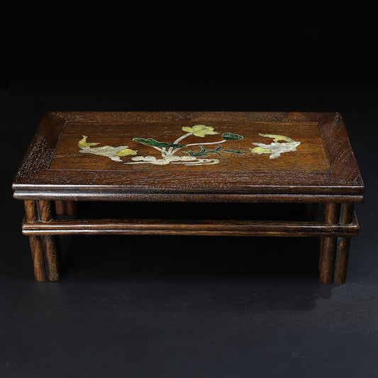 Pear wood inlaid shell plum blossom leg small table