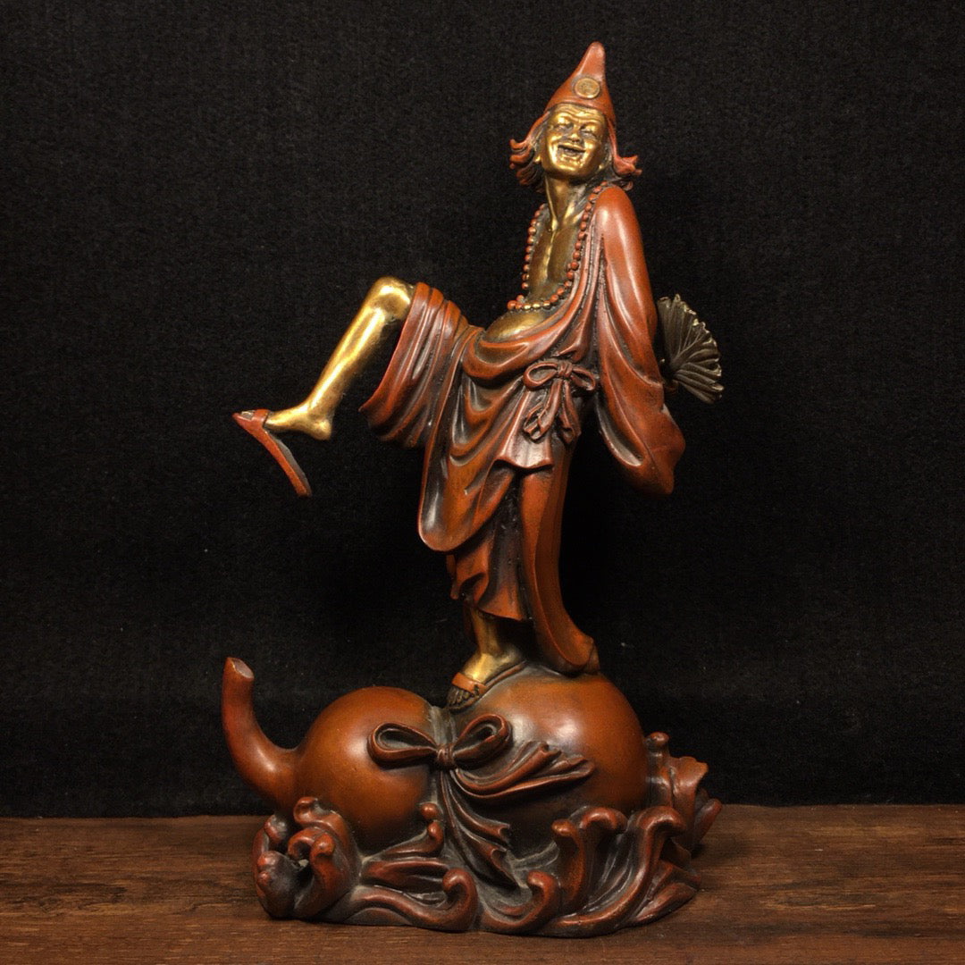 Chinese Antique Pure Copper Living Buddha Ji Gong