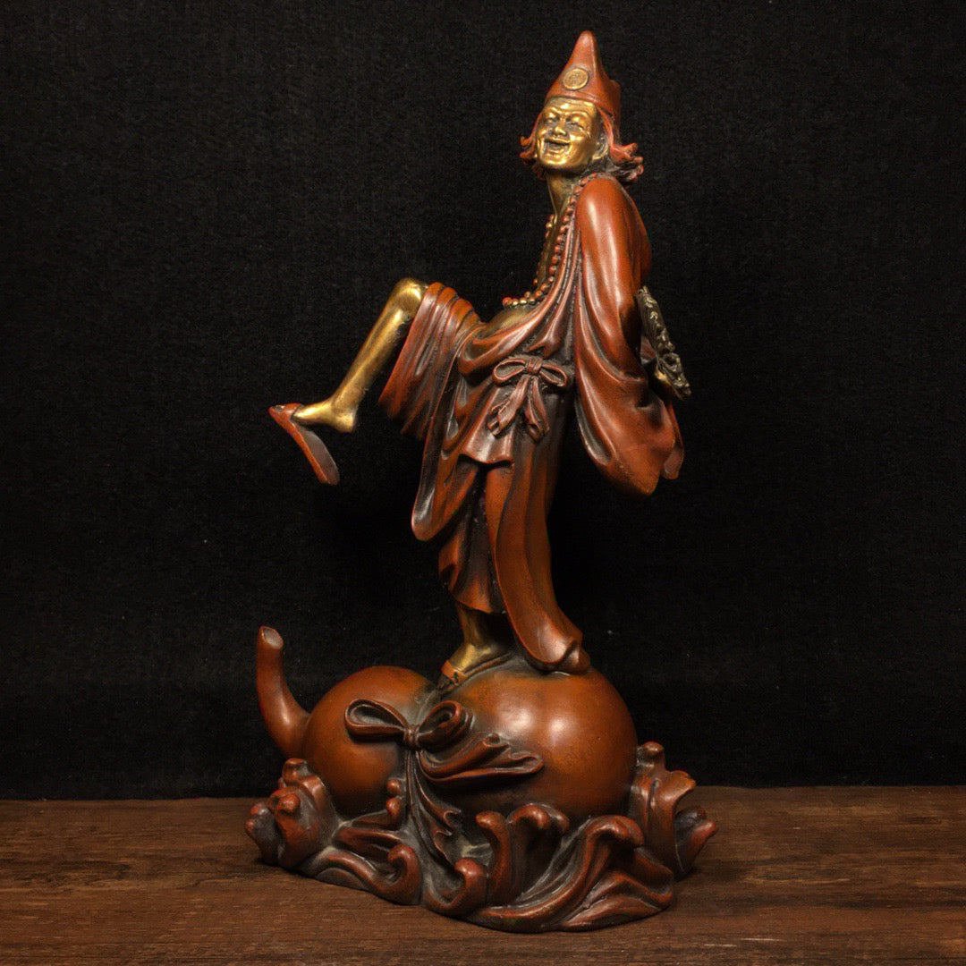 Chinese Antique Pure Copper Living Buddha Ji Gong