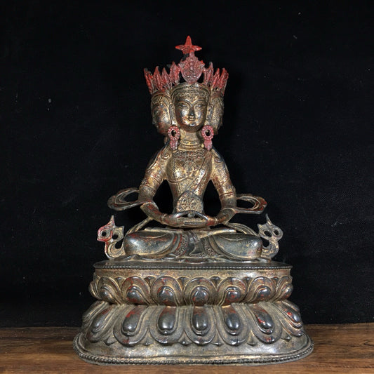 Chinese antique pure copper four sided Buddha's Great Sun Buddha ornament
