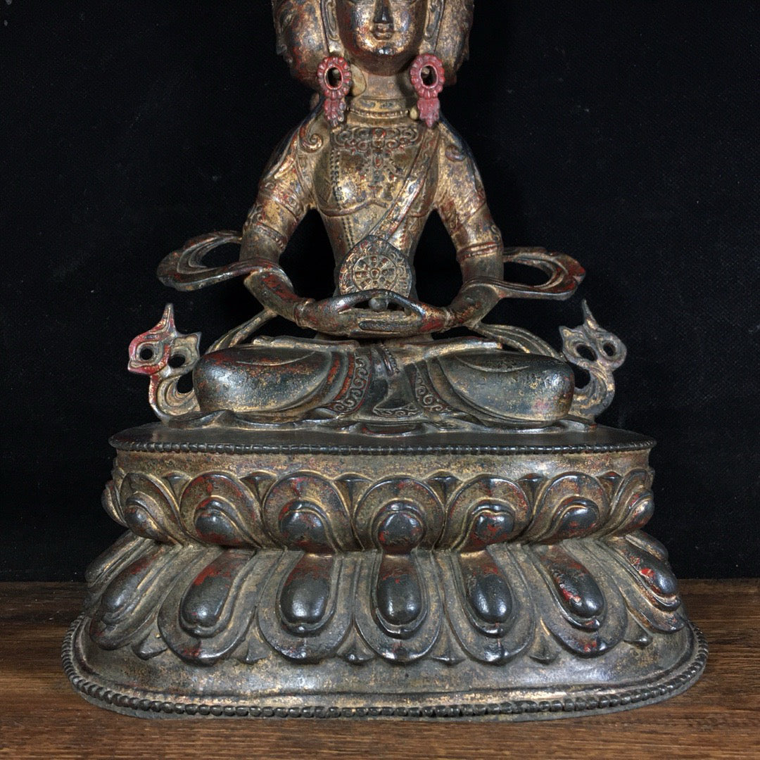Chinese antique pure copper four sided Buddha's Great Sun Buddha ornament