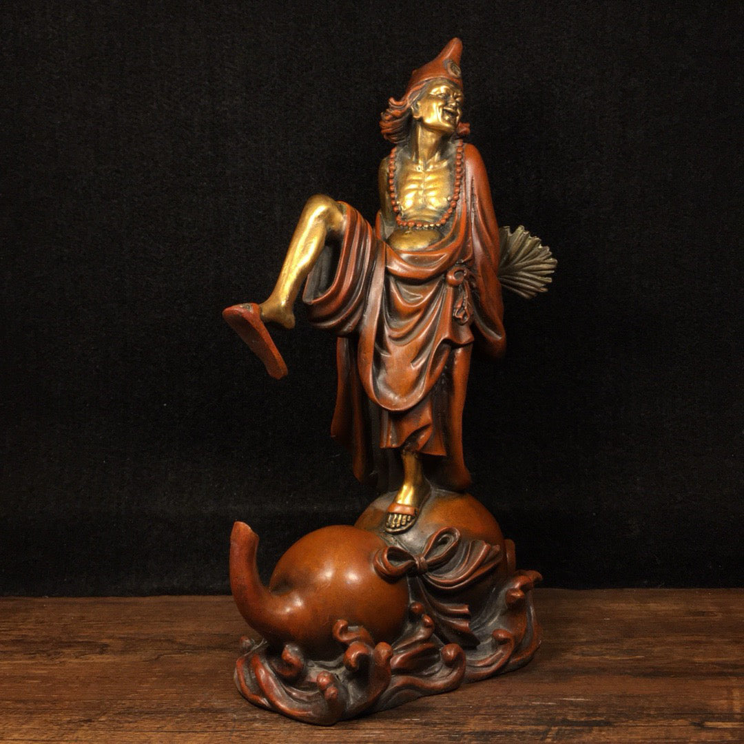 Chinese Antique Pure Copper Living Buddha Ji Gong
