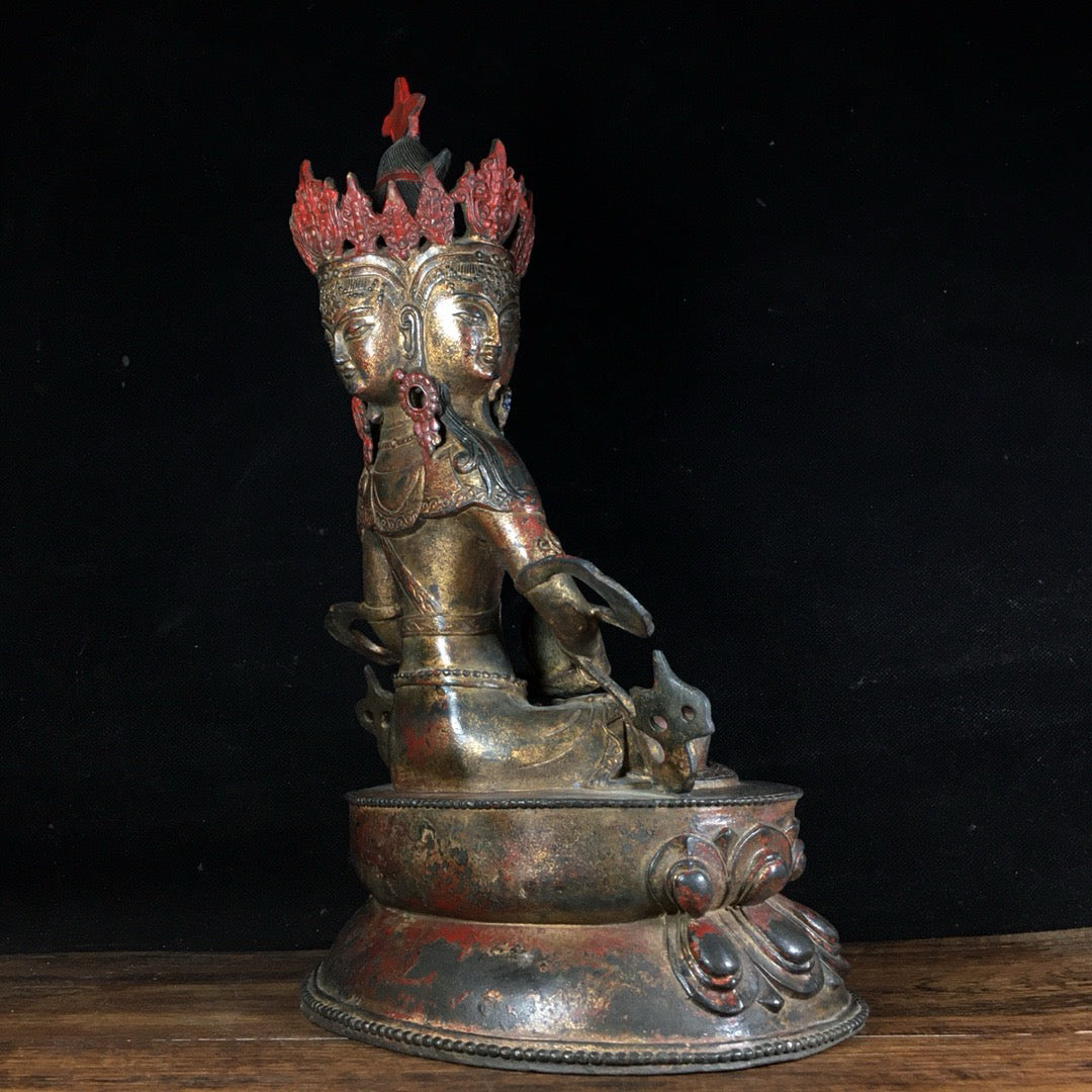Chinese antique pure copper four sided Buddha's Great Sun Buddha ornament