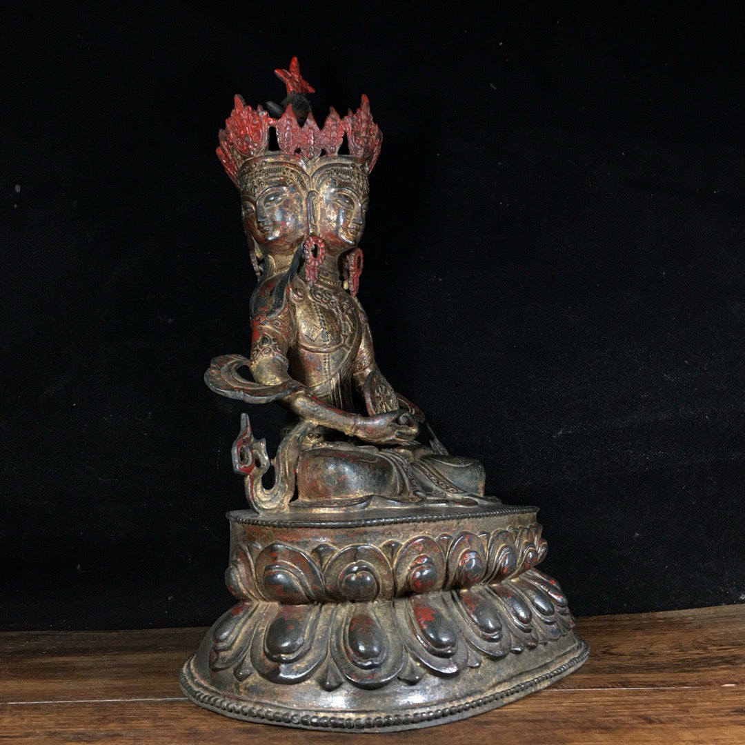Chinese antique pure copper four sided Buddha's Great Sun Buddha ornament