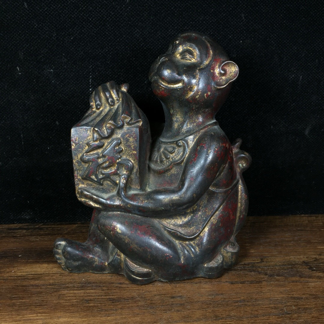 Chinese antique pure copper monkey print ornament