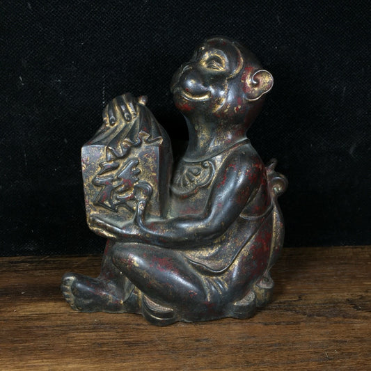 Chinese antique pure copper monkey print ornament