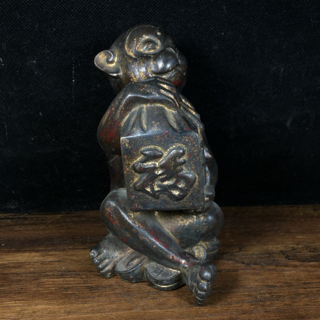 Chinese antique pure copper monkey print ornament