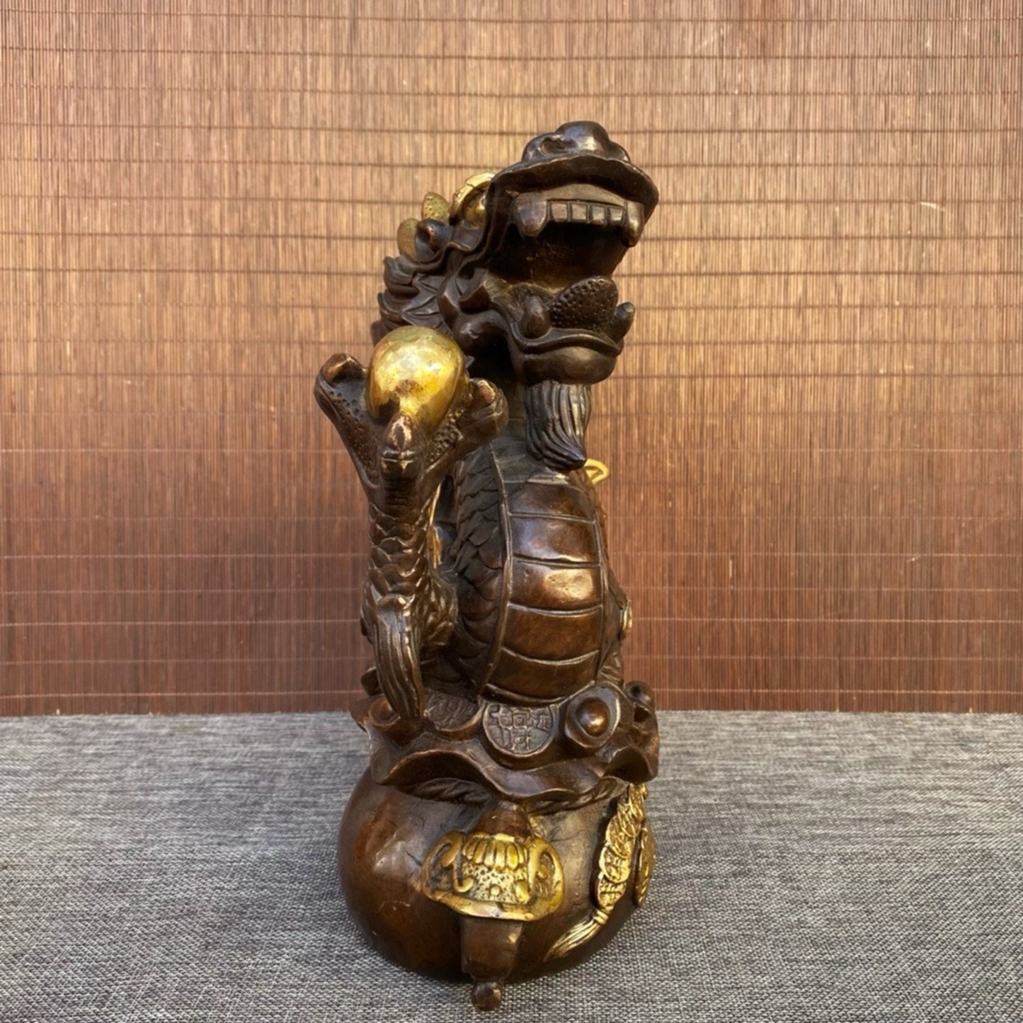 Pure copper gilded Ruyi Feng Shui Jubao Pen Dragon