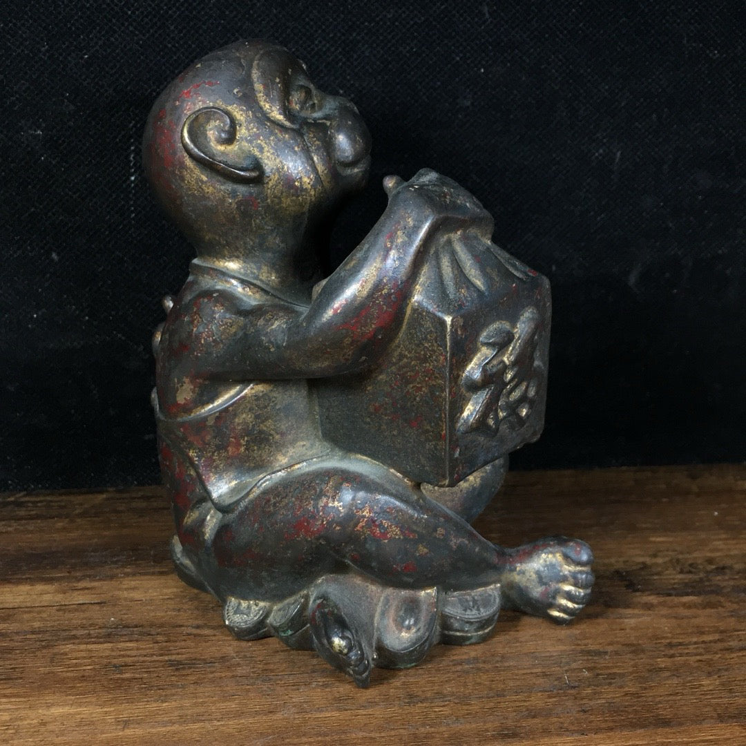 Chinese antique pure copper monkey print ornament