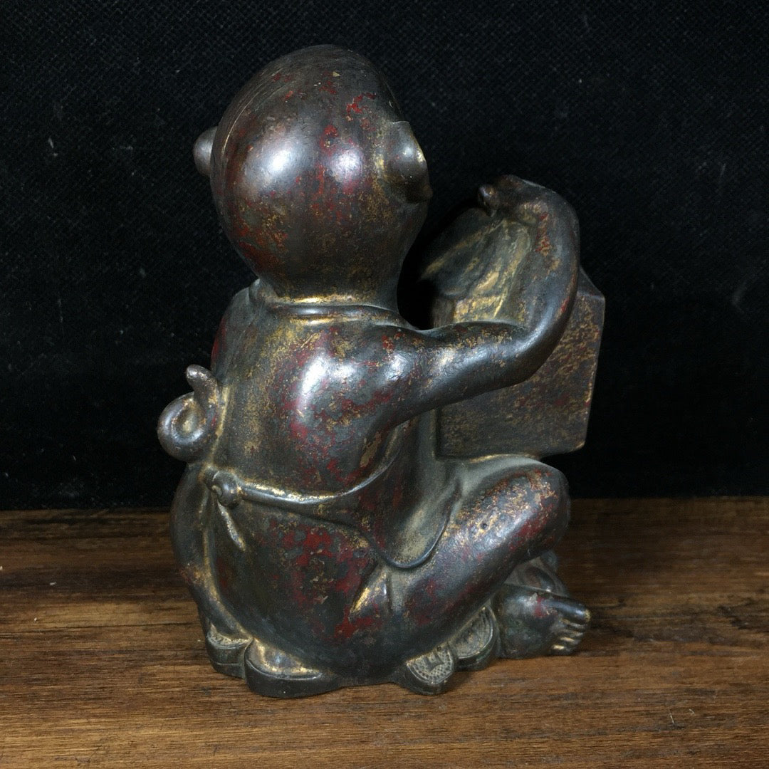 Chinese antique pure copper monkey print ornament