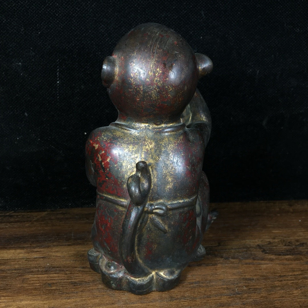 Chinese antique pure copper monkey print ornament